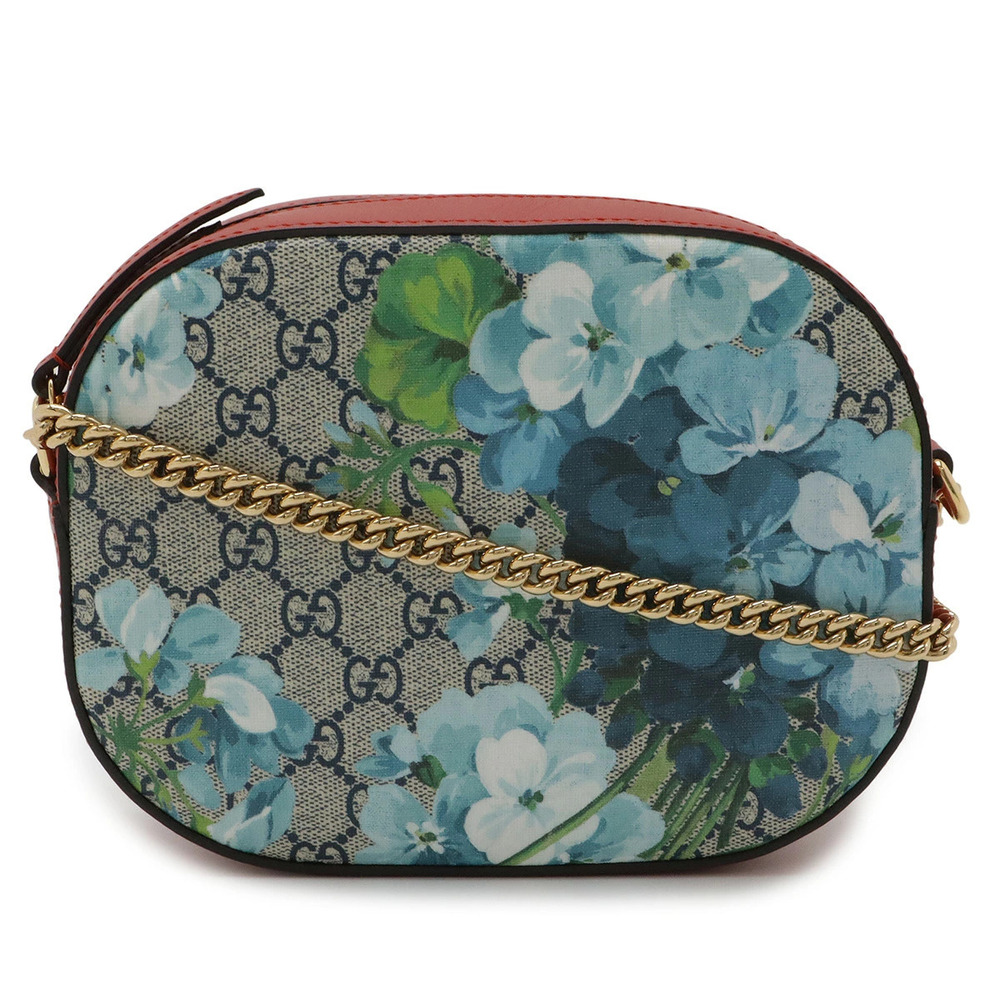 Gucci GG Blooms Supreme Chain Shoulder Bag Floral Beige Cream Multicolor Red